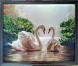 Картина Шелкография «Пара лебедей»