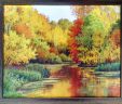 Картина Шелкография  Осень на пруду